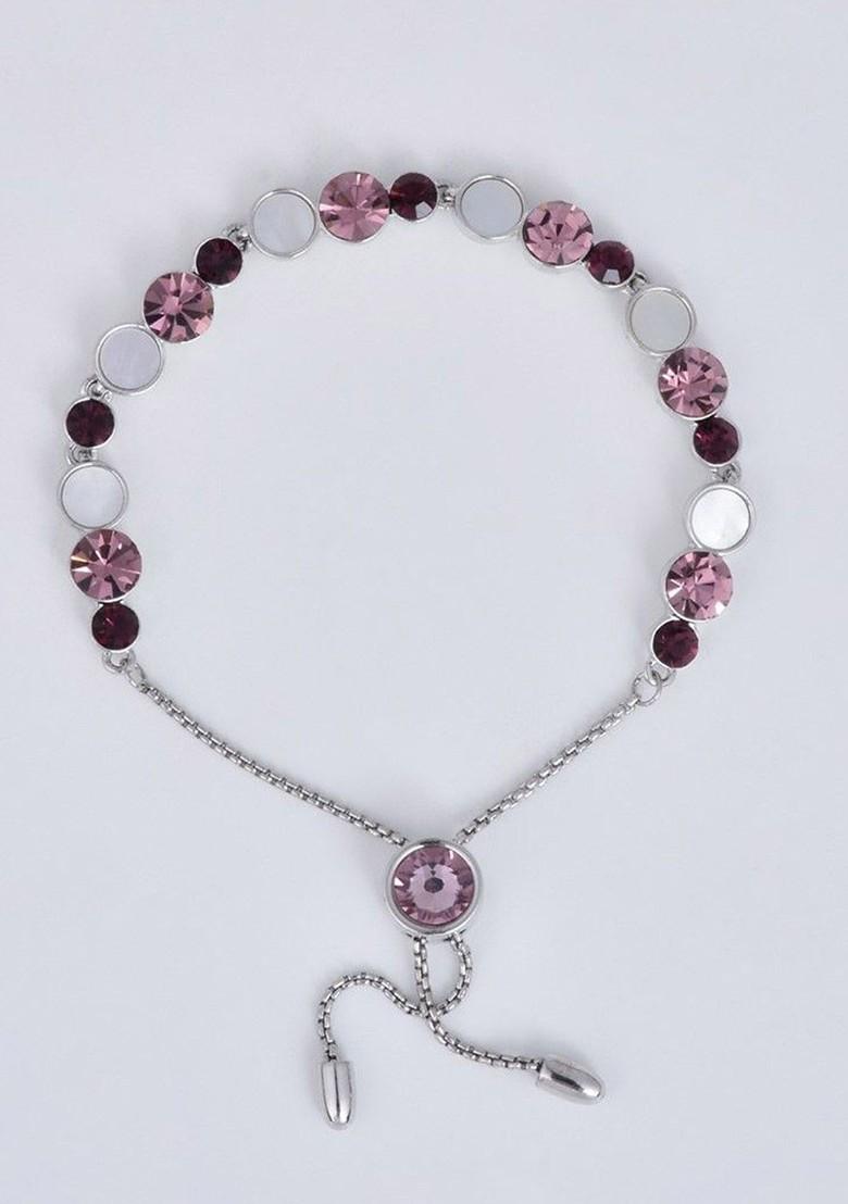 Rhodium Plated Cubic Zirconia Studded Link Bracelet