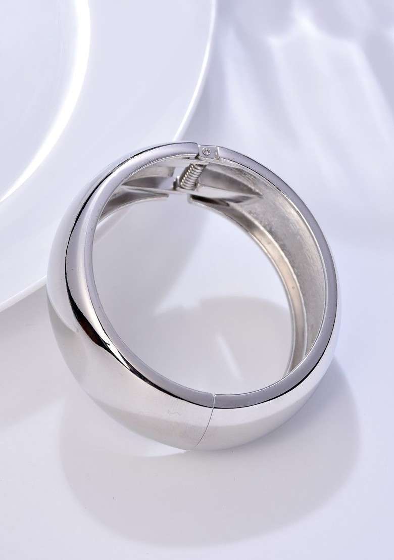 Rhodium Plated Kada Bracelet - Indya