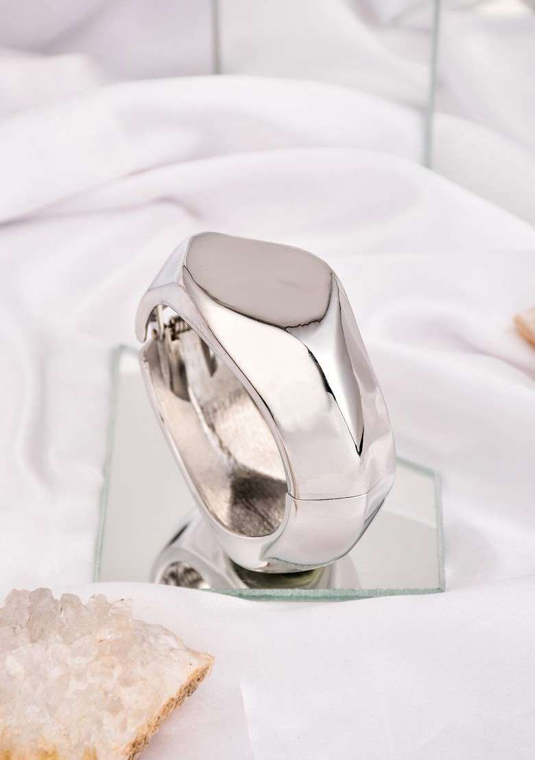 Rhodium Plated Kada Bracelet - Indya