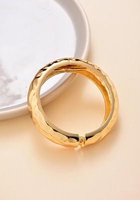 Gold Plated Uneven Textured Kada Bracelet
