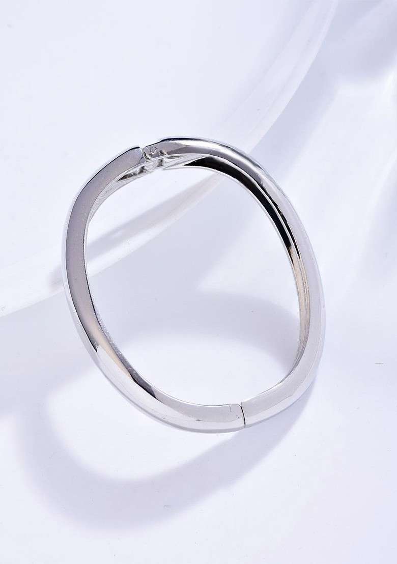 Rhodium Plated Kada Bracelet - Indya