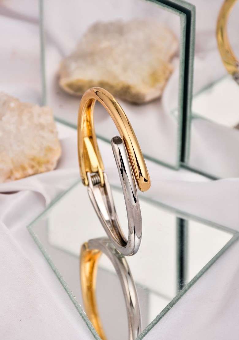 Gold Plated Halfand Half Bracelet - Indya