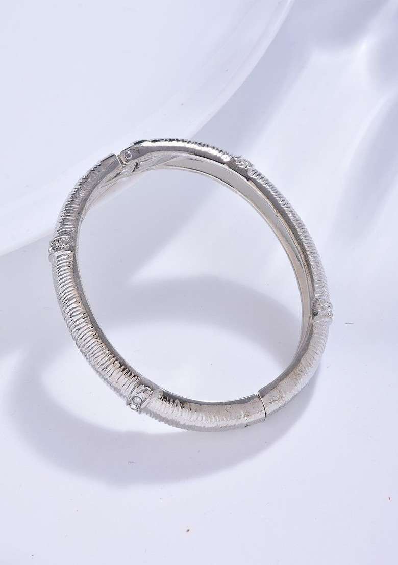 Rhodium Plated Kada Bracelet - Indya