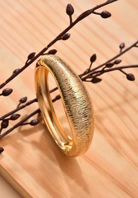 Gold Plated Brushed Adjustable Kada Bracelet