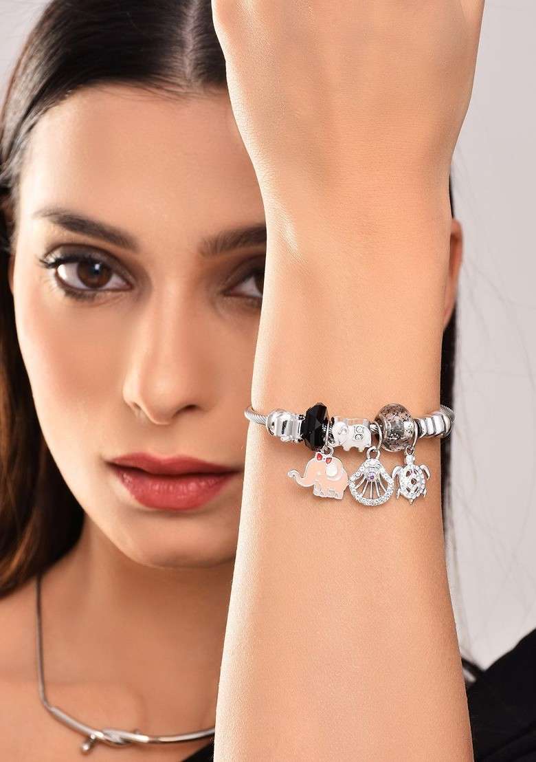 Silver Plated Charm Bracelet - Indya