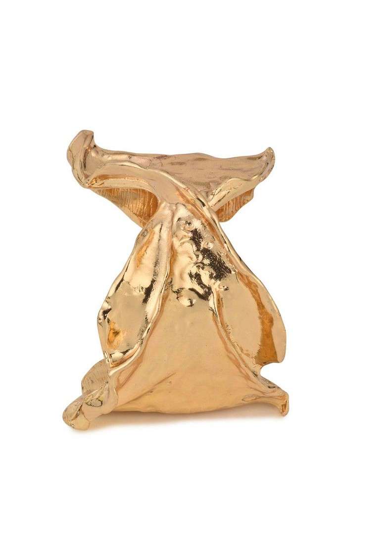 Gold Plated Hammered Statement Cuff Bracelet - Indya