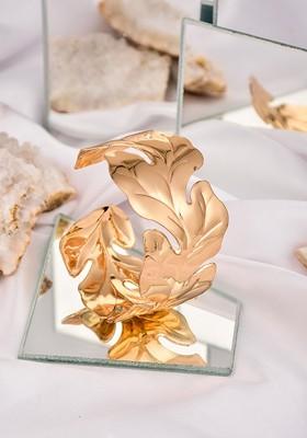 Gold Plated Leaf Shaped Cuff Bracelet
