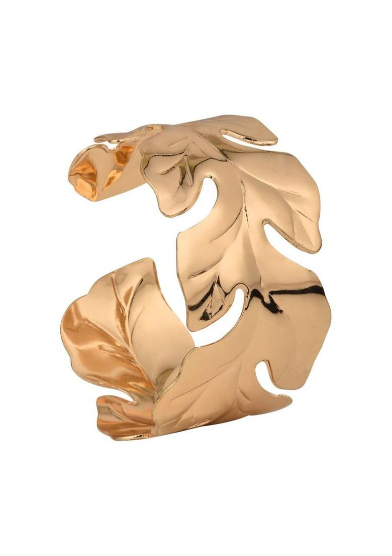 Gold Plated Leaf Shaped Cuff Bracelet