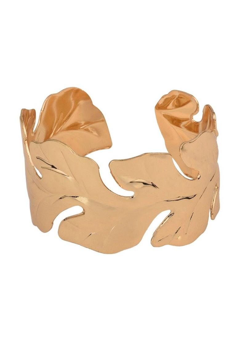 Gold Plated Leaf Shaped Cuff Bracelet