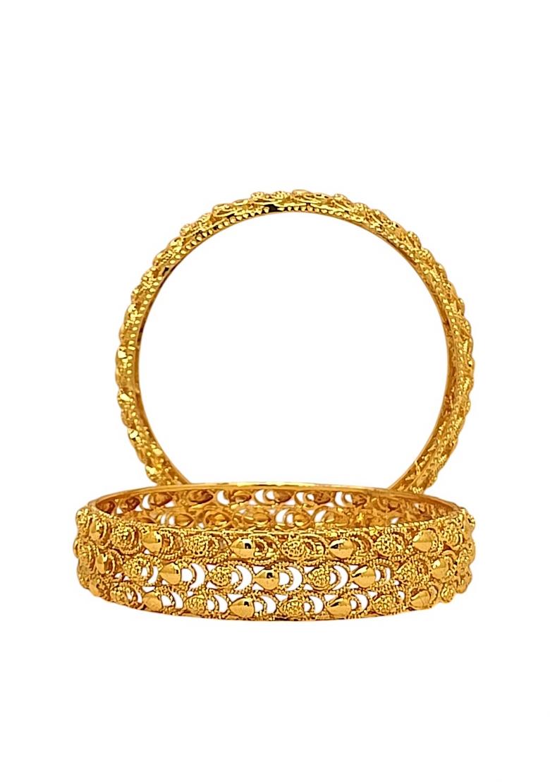 Set Of 2 Gold Plated Filigree Design Bangle Set