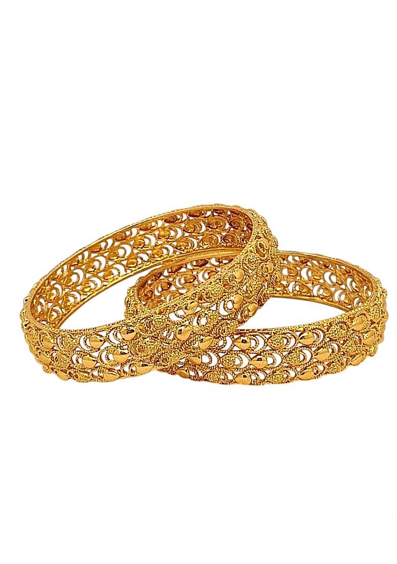 Set Of 2 Gold Plated Filigree Design Bangle Set