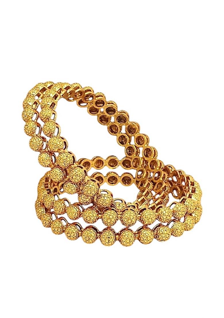 Set Of 4 Gold Plated Ball Design Bangles Set