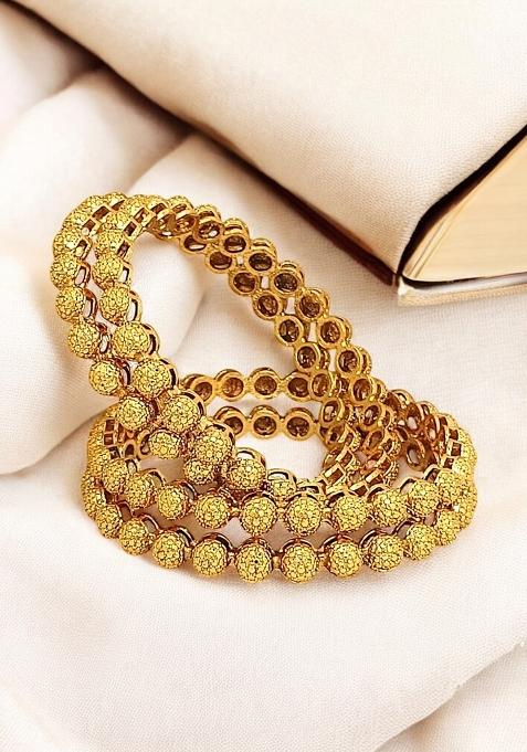 Set Of 4 Gold Plated Ball Design Bangles Set