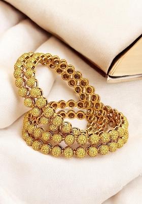 Set Of 4 Gold Plated Ball Design Bangles Set