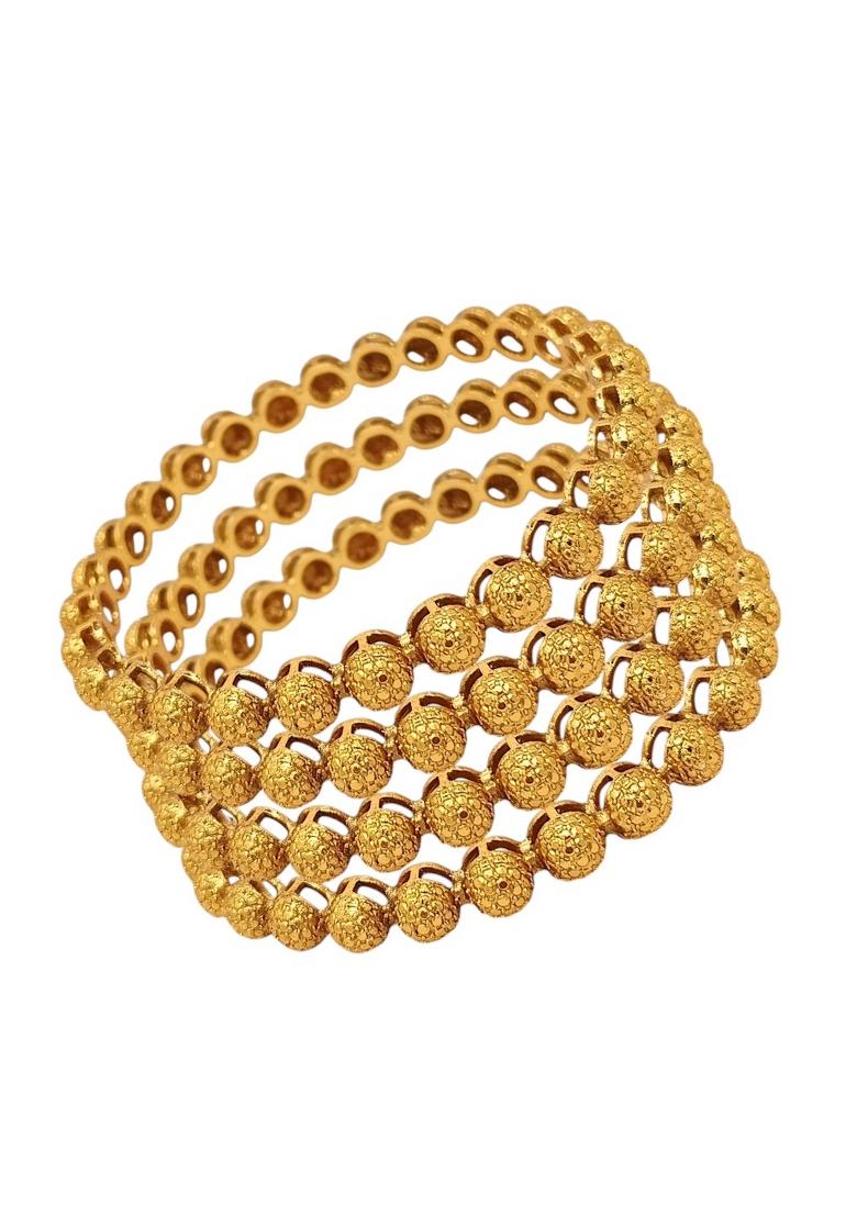 Set Of 4 Gold Plated Ball Design Bangles Set