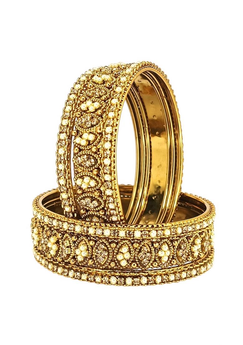 Set Of 6 Gold Plated Oval Design Bangle Set