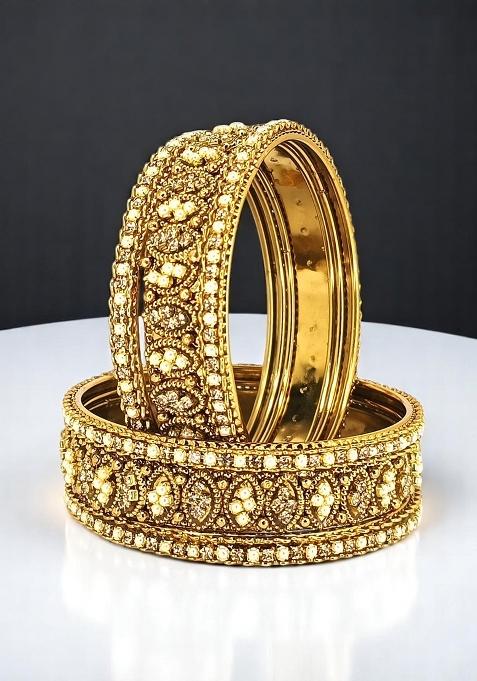 Set Of 6 Gold Plated Oval Design Bangle Set