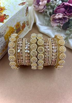 Golden Moti Metal And Plastic Wedding Chuda Bangle Set