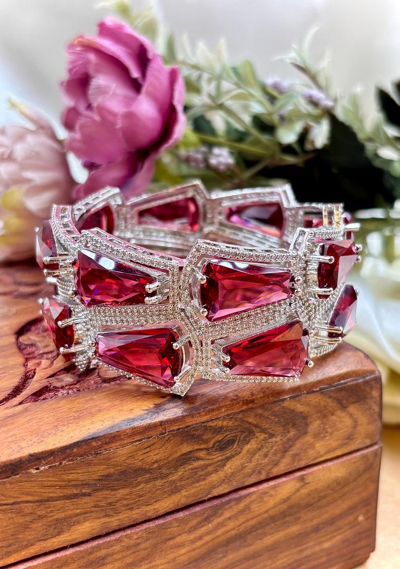 Rani Pink American Design Metal And Plastic Wedding Chuda Bangle Set