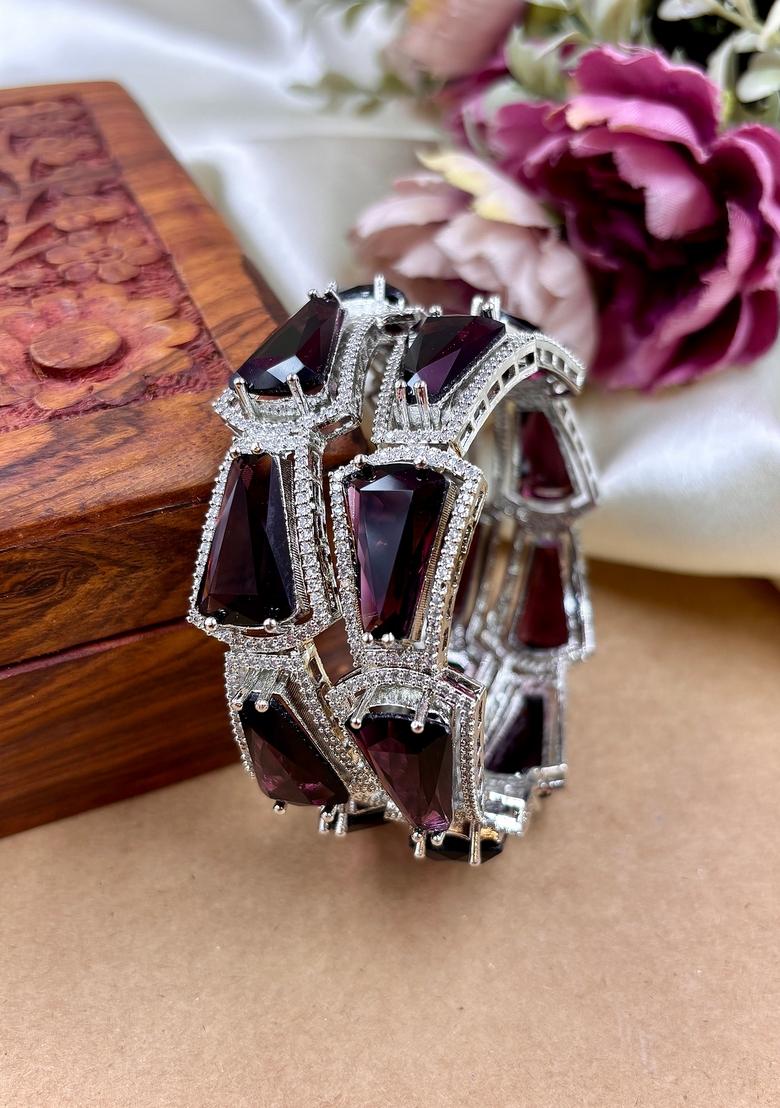 Wine American Design Metal And Plastic Wedding Chuda Bangle Set