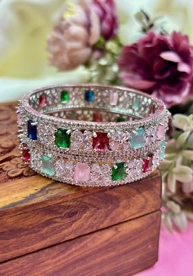 Multi American Design Metal And Plastic Wedding Chuda Bangle Set