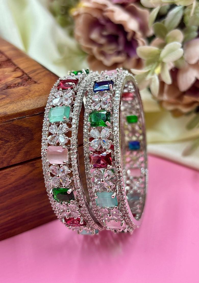 Multi American Design Metal And Plastic Wedding Chuda Bangle Set