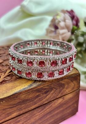 Wine American Design Metal And Plastic Wedding Chuda Bangle Set