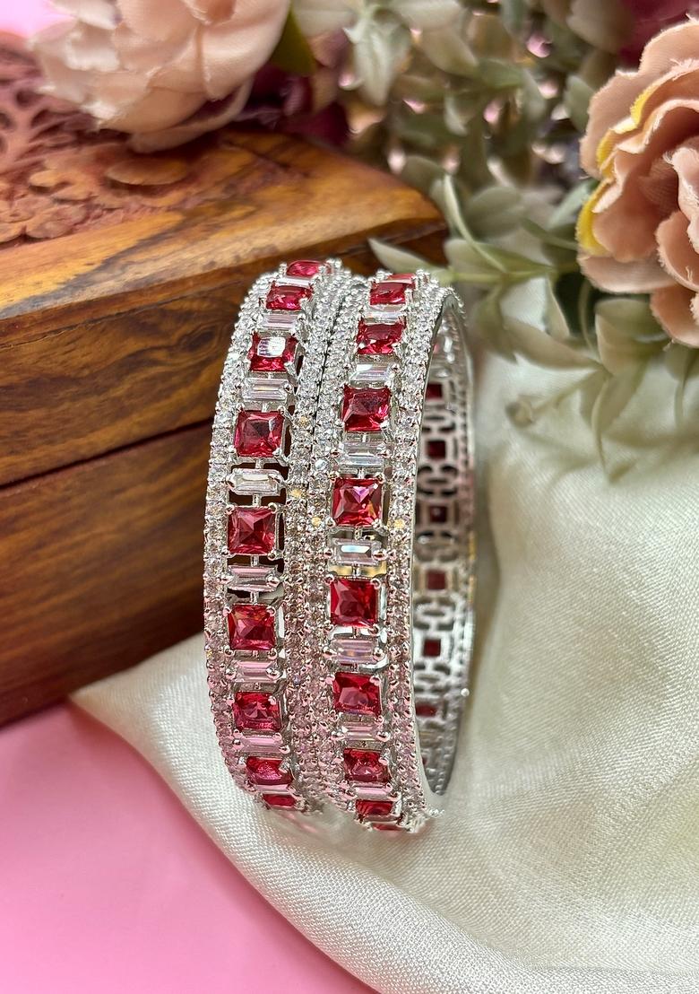 Wine American Design Metal And Plastic Wedding Chuda Bangle Set