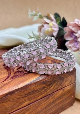 Pink American Design Metal And Plastic Wedding Chuda Bangle Set