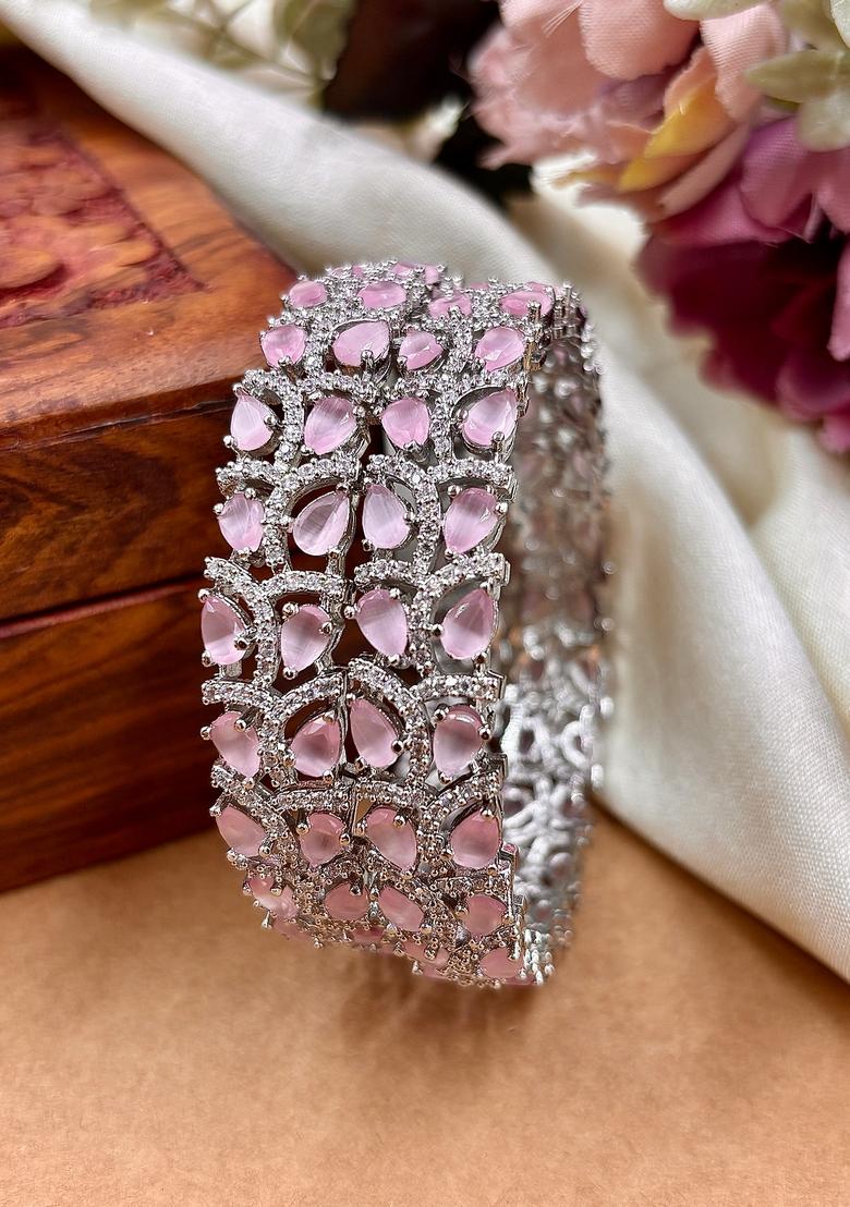 Pink American Design Metal And Plastic Wedding Chuda Bangle Set