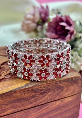 Red American Design Metal And Plastic Wedding Chuda Bangle Set