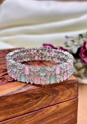 Pink American Design Metal And Plastic Wedding Chuda Bangle Set