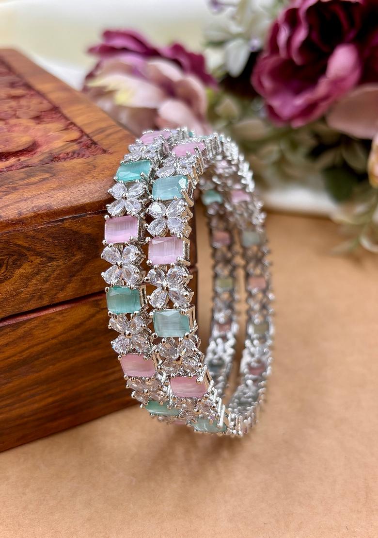 Pink American Design Metal And Plastic Wedding Chuda Bangle Set