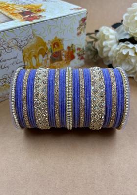 Purple Velvet Metal And Plastic Wedding Chuda Bangle Set