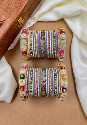 Multi Multy Set Metal And Plastic Wedding Chuda Bangle Set