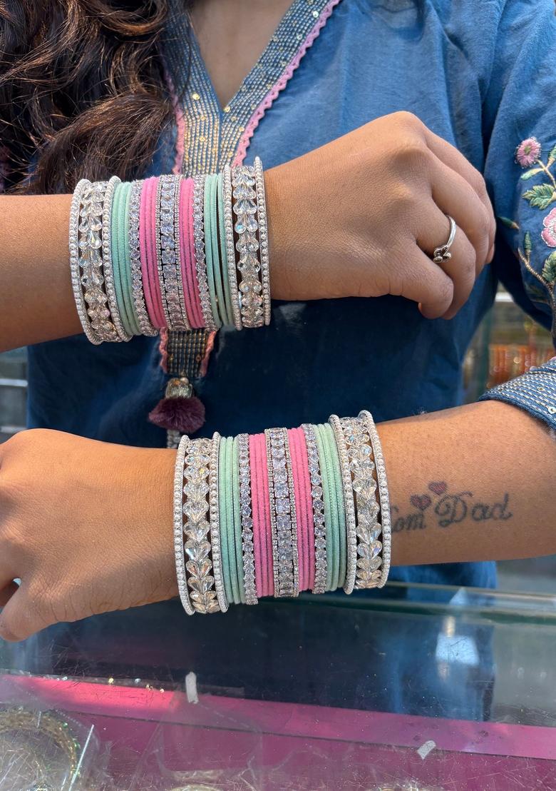 Pink Pista Pink Pista Bridal Set Metal And Plastic Wedding Chuda Bangle Set