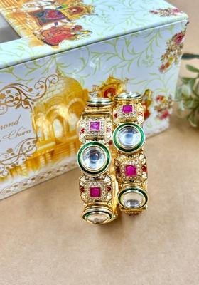 Golden Golden Polki Metal And Plastic Wedding Chuda Bangle Set
