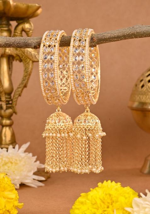 Golden Latkan Kada Metal And Plastic Wedding Chuda Bangle Set