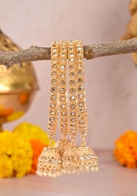 Golden Latkan Chudi Metal And Plastic Wedding Chuda Bangle Set