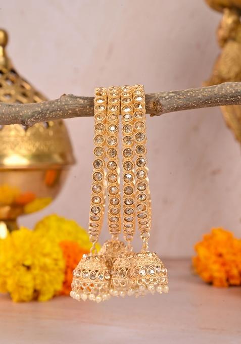 Golden Latkan Chudi Metal And Plastic Wedding Chuda Bangle Set