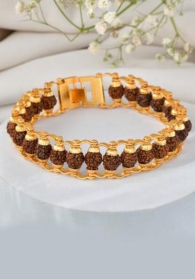 Elegant Gold Plated Rudraksha Bracelet