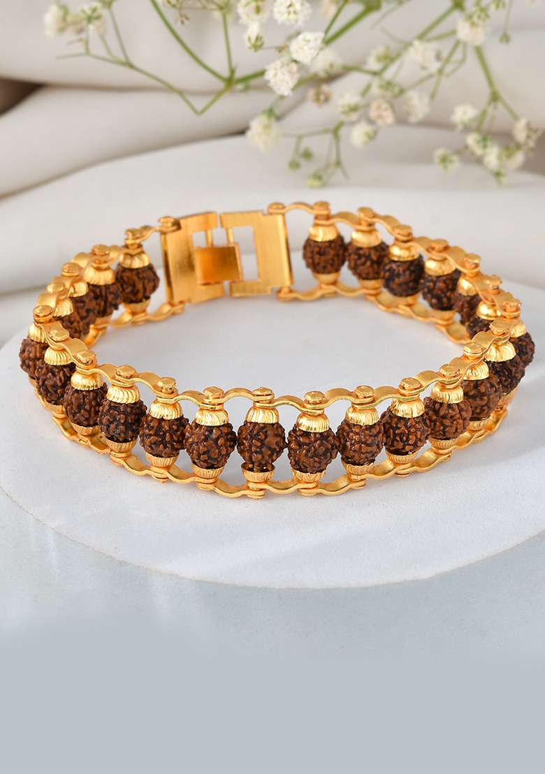 Elegant Gold Plated Rudraksha Bracelet - Indya