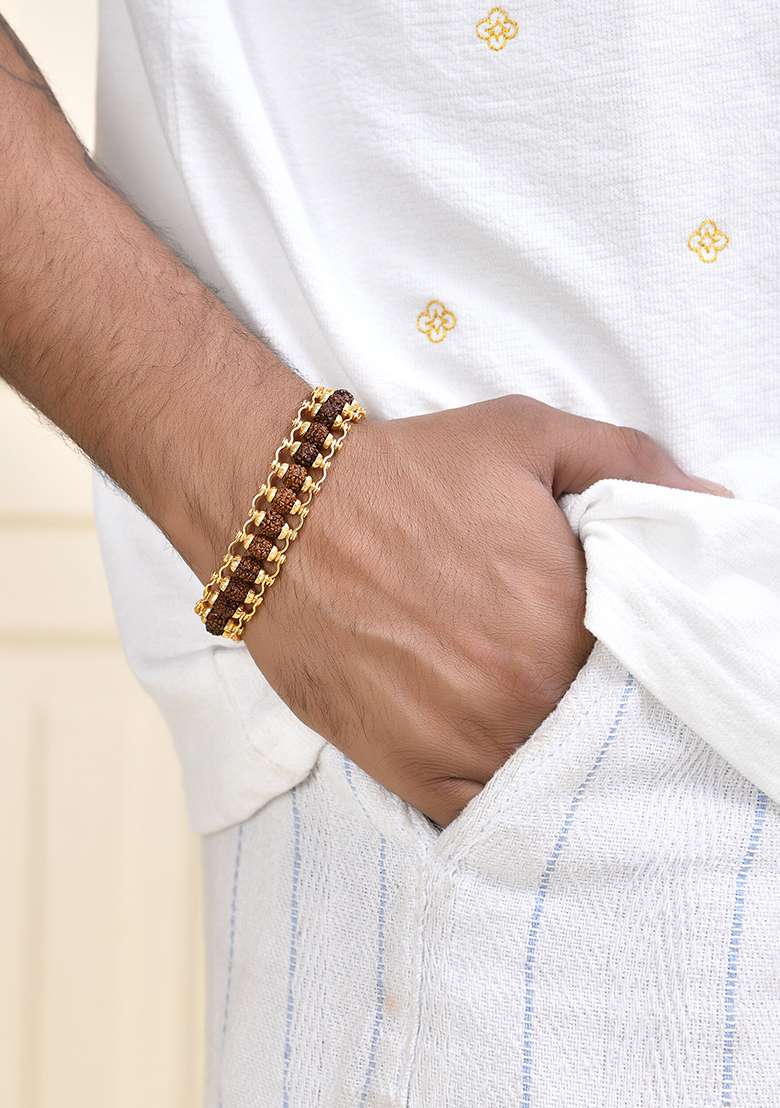 Elegant Gold Plated Rudraksha Bracelet - Indya
