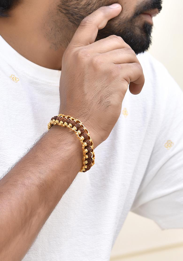 Elegant Gold Plated Rudraksha Bracelet