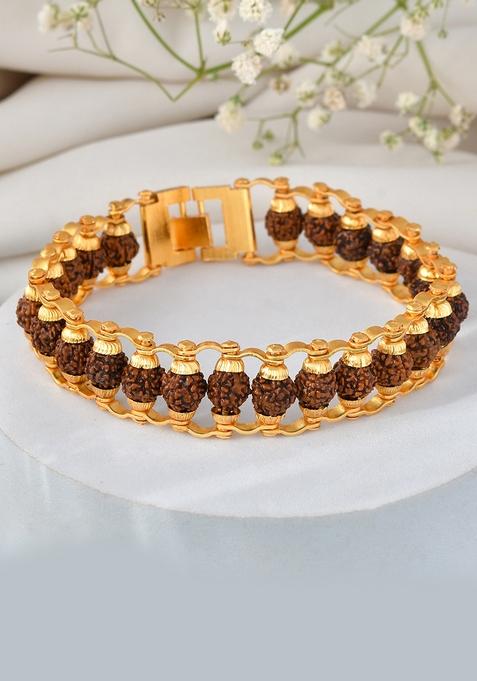 Elegant Gold Plated Rudraksha Bracelet