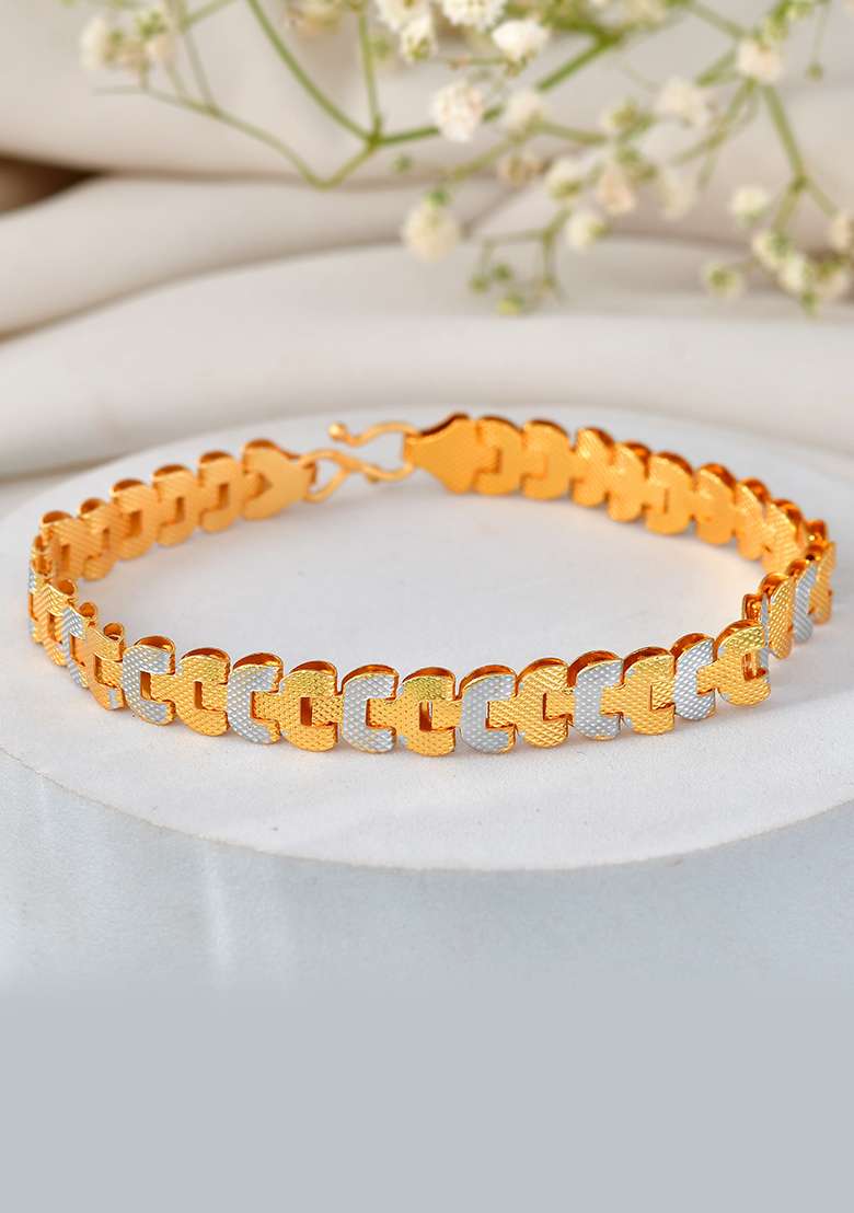 Stylish Two Tone Gold Plated Bracelet - Indya
