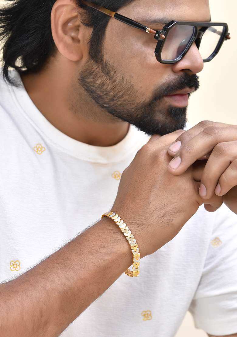 Stylish Two Tone Gold Plated Bracelet - Indya