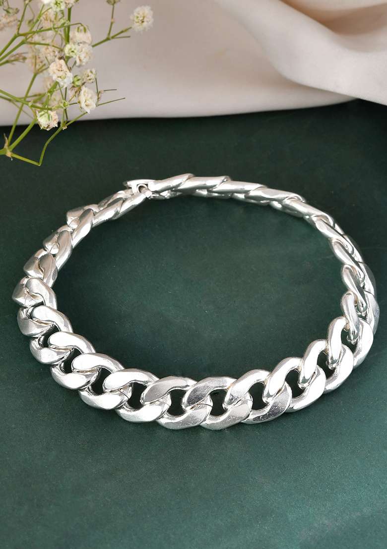 Stylish Silver Plated Chain Bracelet - Indya