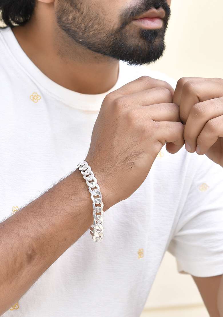 Stylish Silver Plated Chain Bracelet - Indya