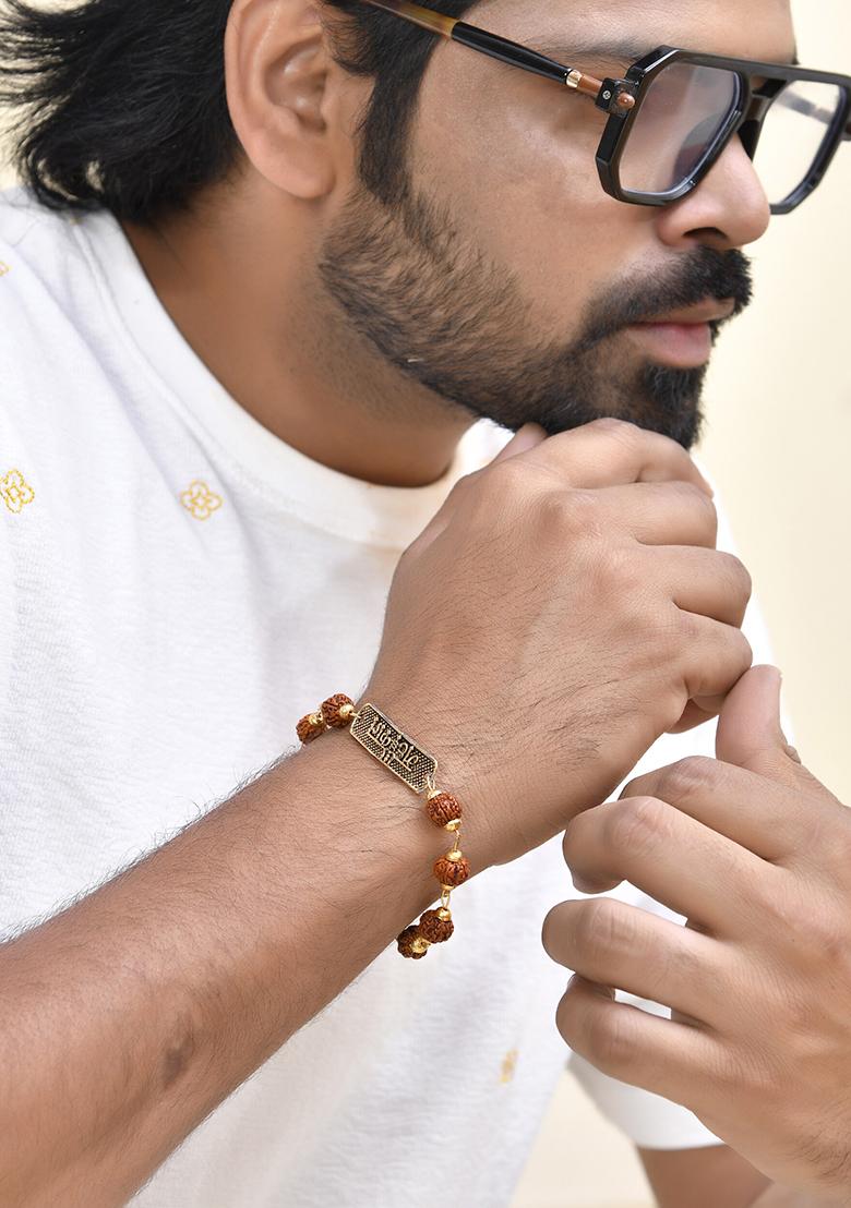 Spiritual Rudraksha And Gold Plated Bracelet